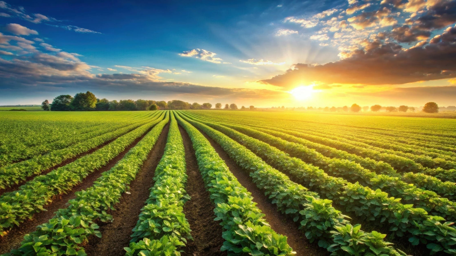Peanut fields with the sun rising
