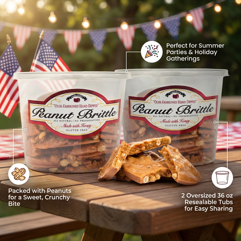 Patriotic Peanut Brittle 2-Pack, 36 oz Tubs