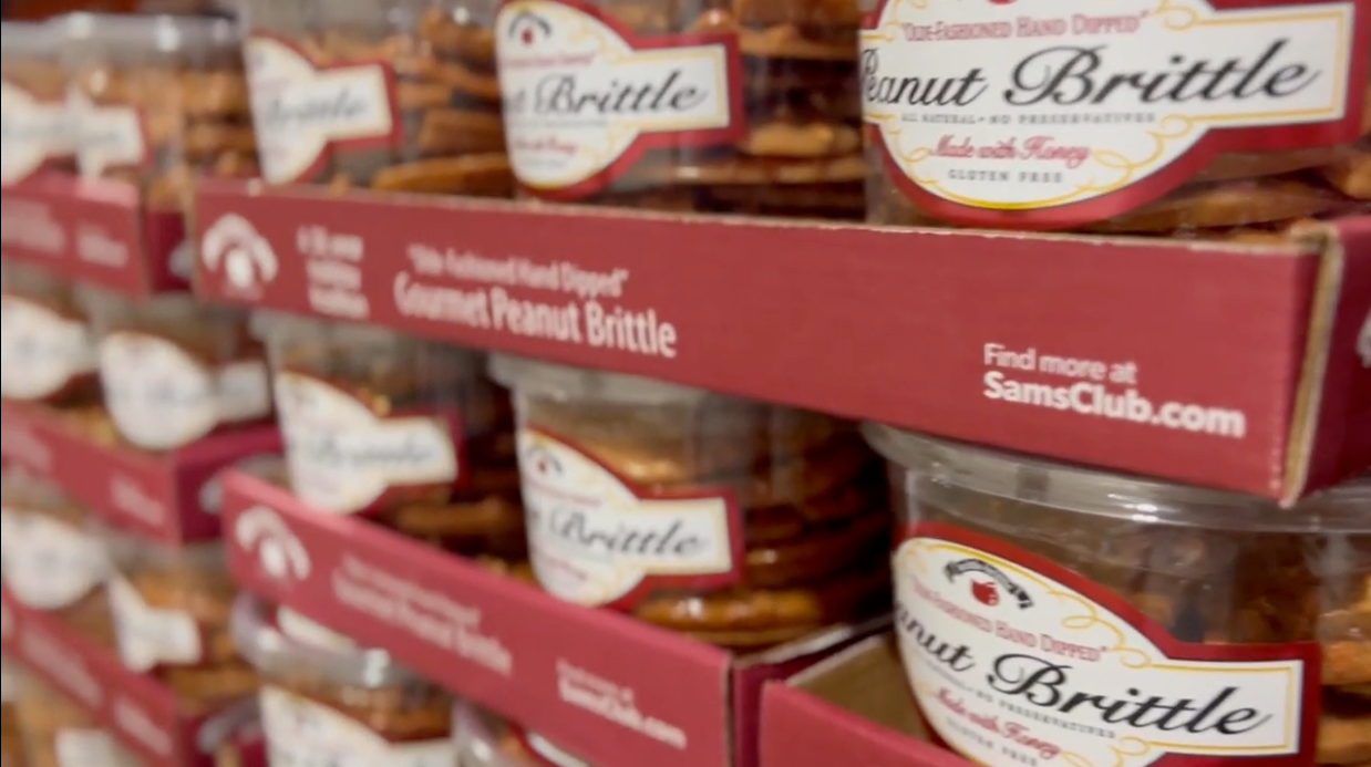 Pallet load of Peanut Brittle at Sams Club