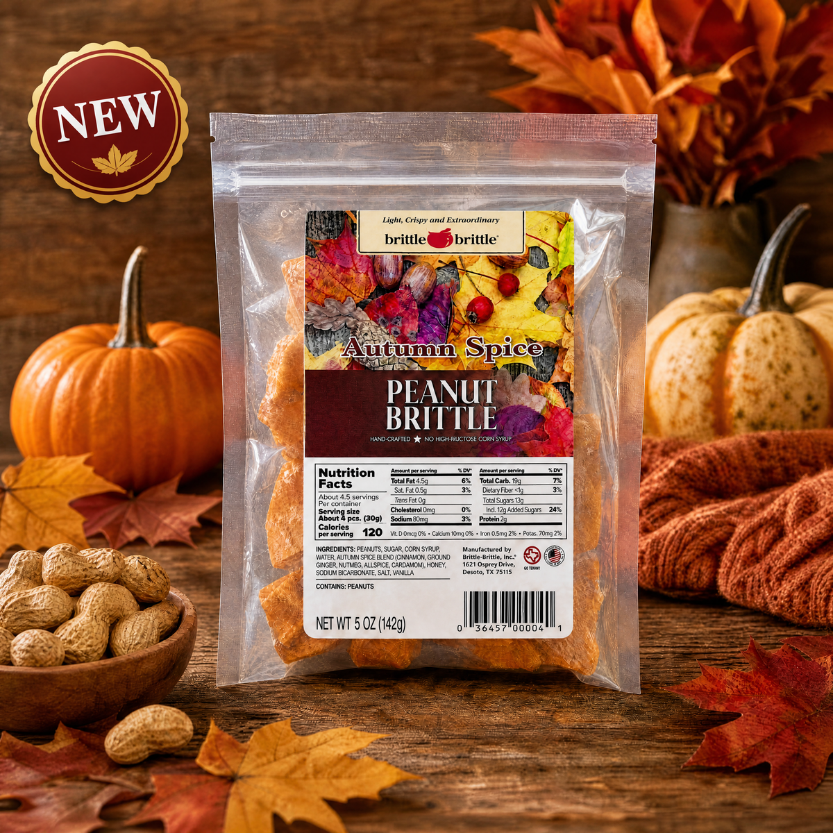 Autumn Spice Peanut Brittle (5 oz)