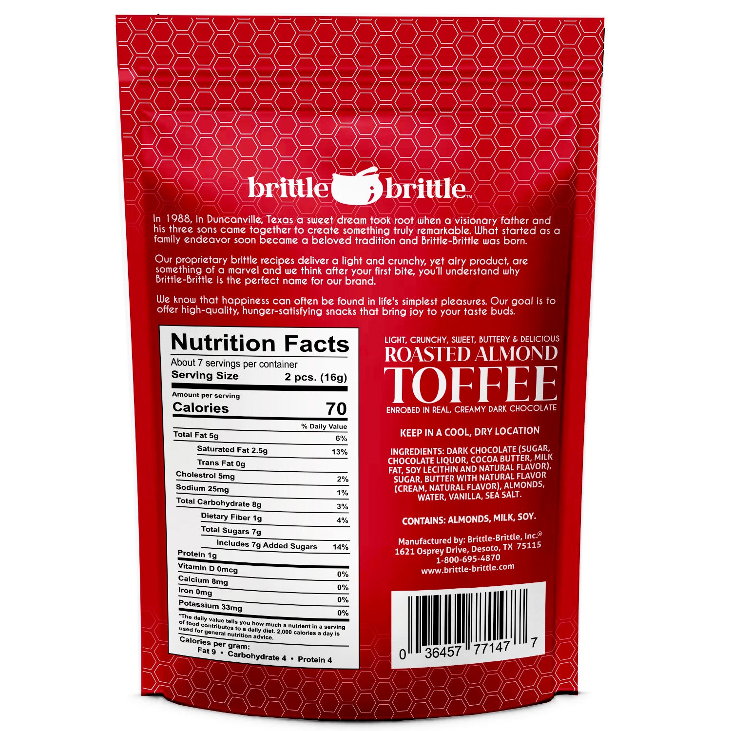 Roasted Almond Toffee 4oz Snack Pouch