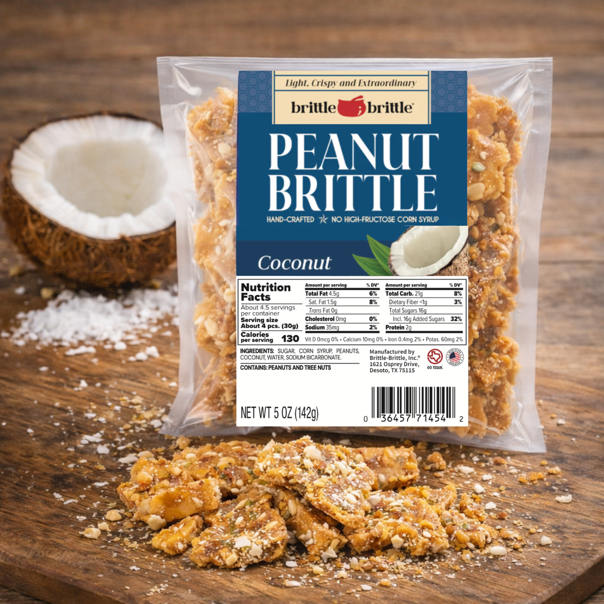 Coconut Peanut Brittle – Handcrafted Tropical Crunch (5 oz)