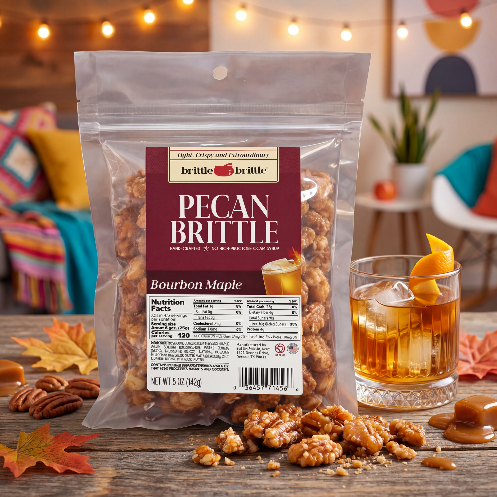 Bourbon Maple Pecan Brittle – Handcrafted Southern Sweet Crunch (5 oz)