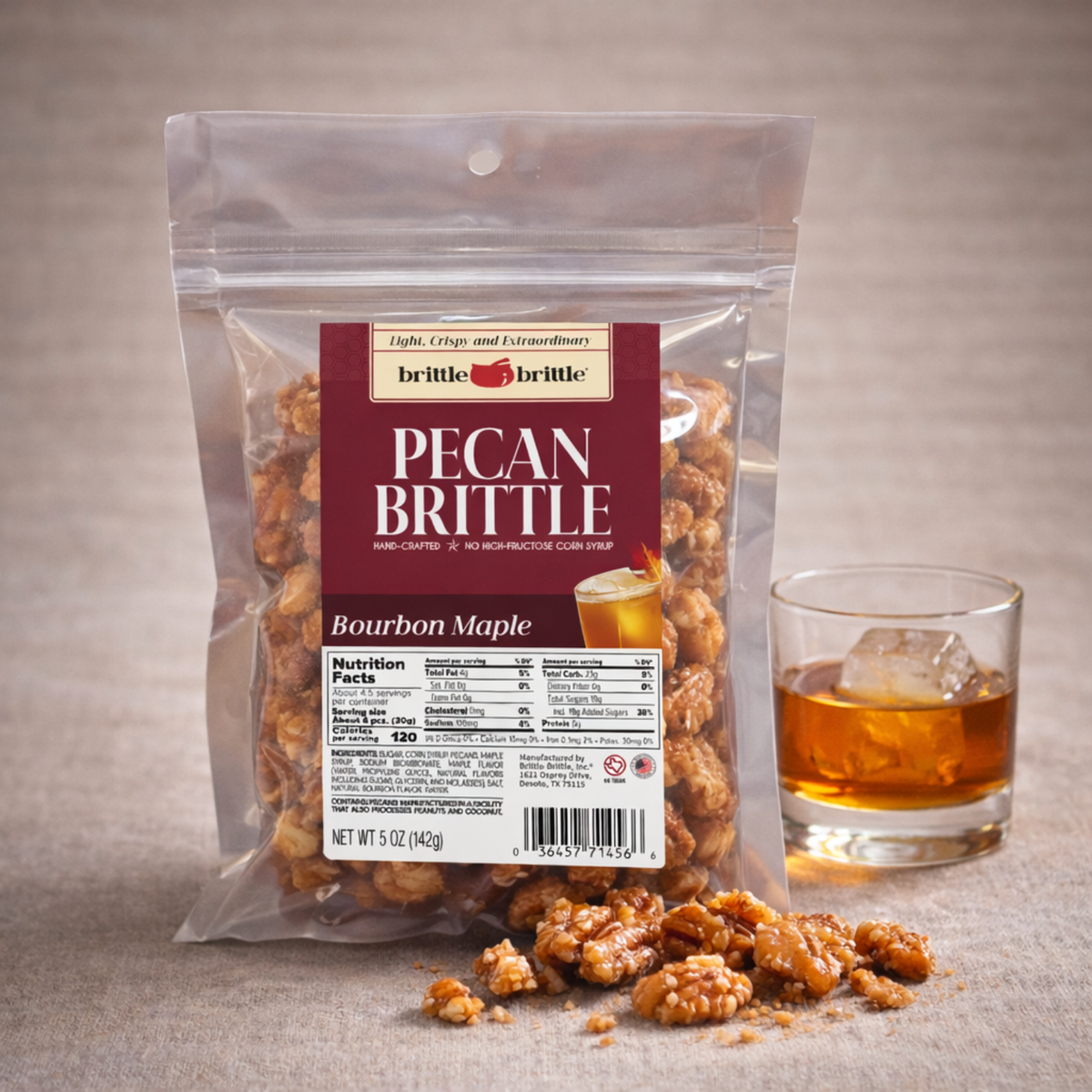 Bourbon Maple Pecan Brittle – Handcrafted Southern Sweet Crunch (5 oz)